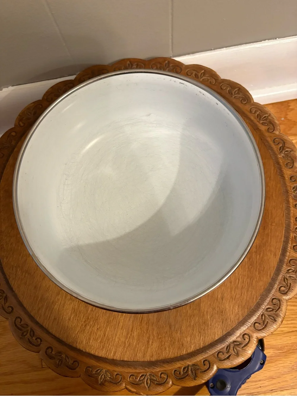 White Floral Enamel Bowl with Pink & Yellow Flowers